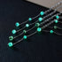 Sarcelle | Argent | Suspension double cascade de verre Firefly